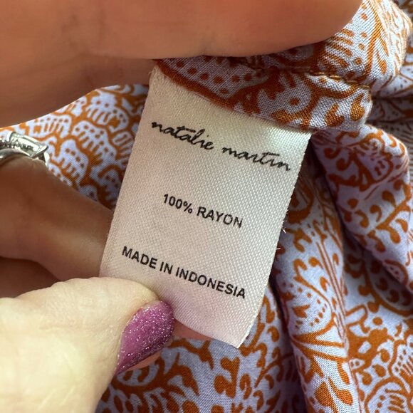 Natalie Martin Fiore Midi Dress Shangri-La Print Womens Size M Resortwear Orchid - Picture 8 of 11